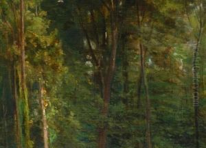 Kuhe Am Teich In Einer Waldlichtung by Charles-Francois Daubigny