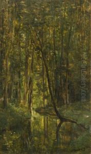 Waldstuck Mit Bach by Charles-Francois Daubigny