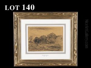 Arbres Au Bord D'une Riviere by Charles-Francois Daubigny