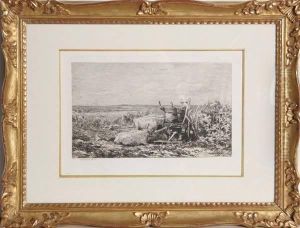 Untitled (cows In The Field) by Charles-Francois Daubigny