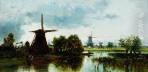 Landscape With Windmills by Charles-Francois Daubigny
