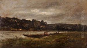 Bords De Riviere Par Temps Orageux by Charles-Francois Daubigny