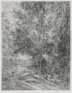 Le Berger Et La Bergere (delteil, Melot 122) by Charles-Francois Daubigny