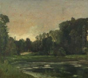 Landschaft Mit Weiher. by Charles-Francois Daubigny