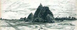 Paysage Aux Meules De Foin by Charles-Francois Daubigny