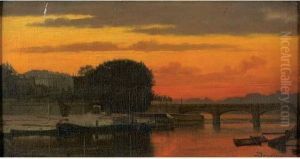 Coucher De Soleil by Charles-Francois Daubigny