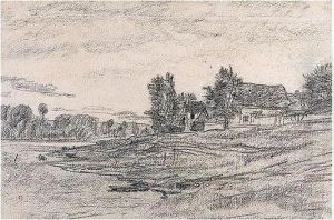 Maisons Au Bord De L'oise by Charles-Francois Daubigny