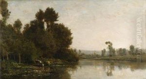 Au Bord De La Rivire by Charles-Francois Daubigny