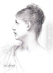 A lady in profile by Jules Joseph Lefebvre