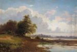 Fluslandschaft Mit Figurlicher Staffage by Karl Pierre Daubigny