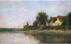 Paysage Au Bord De Riviere by Karl Pierre Daubigny