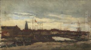 Le Chenal A Honfleur by Karl Pierre Daubigny