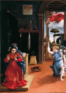 Annunciation c. 1527 by Lorenzo Lotto