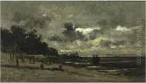 Le Brise-lame A Villerville, A Maree Basse by Karl Pierre Daubigny