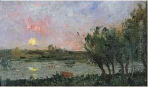 Soleil Couchant Sur Un Etang Soleil Couchant Sur Un Etang