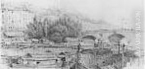 Vue De La Seine A La Hauteur Du Pont Marie A Paris. Vue De La Seine A La Hauteur Du Pont Marie A Paris.