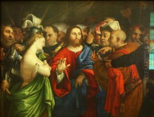 Christ and the Adulteress 1530-35 by Lorenzo Lotto