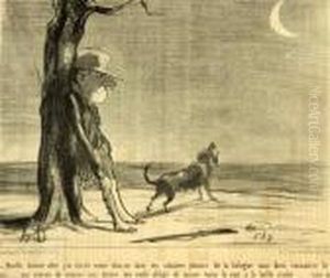 A Man With A Dog by Honore Daumier