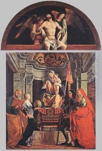 Madonna and Child with Sts Peter, Christine, Liberale, and Jerome by Lorenzo Lotto