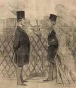 Figures Making Conversation In A Deer Park