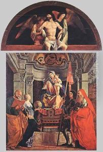 Madonna and Child with Sts Peter, Christine, Liberale, and Jerome 2 by Lorenzo Lotto