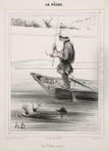 La Peche by Honore Daumier
