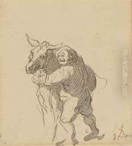 Sancho Panza Et Son Ane by Honore Daumier