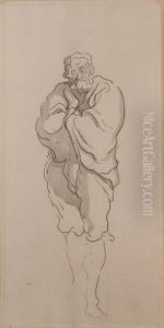 L'homme Au Manteau by Honore Daumier