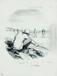 Aspect De La Seine De Paris A Chatou by Honore Daumier