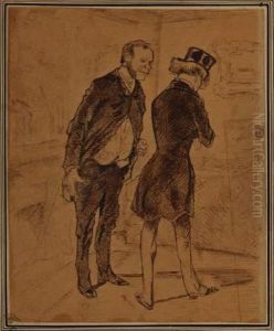 Deux Gentilhommes En Conversation by Honore Daumier
