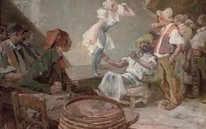 A Bawdy Tavern Scene by Honore Daumier