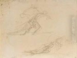 La Mort Portant Sa Faux Et Tirant Un Cadavre by Honore Daumier