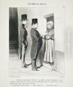 Et Parlant A Sa Portiere Ainsi Declaree. by Honore Daumier
