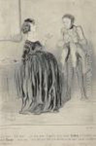 A Dialogue by Honore Daumier