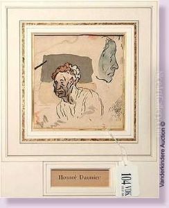 Etude De Tetes D'homme by Honore Daumier