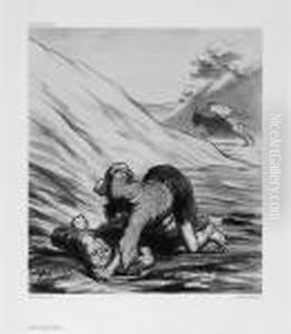 L""""""""ane Et Les Deux Voleurs by Honore Daumier