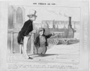 Chemins De Fer by Honore Daumier