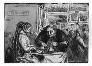 Au Buffet De L""""exposition Des Beaux-arts: Amour De L""""art Et De La Cotelette by Honore Daumier