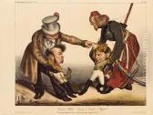 Kssssse ! Pedro... Ksssse ! Ksssse ! Miguel ! (la Caricature, Pl. 291). 1833 by Honore Daumier