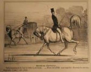 Progres De L'equitation (actualites, Pl. 329). 1856. by Honore Daumier