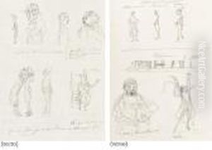 Feuille D'etudes Avec Quatre Scenes Independantes ( Feuille D'etudes Avec Quatre Scenes Independantes (