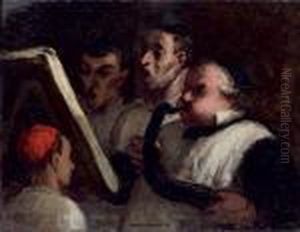 Le Lutrin - Les Chanteurs Au Lutrin by Honore Daumier