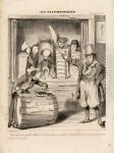 Vous Voyez Ici Les Grandes Celebrites De La France Litteraire,
 Musicale Et Artistique... (la Caricature, No. 26). 1839. - view 1