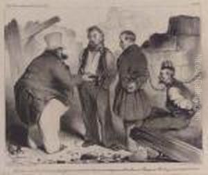 La Tete Branlante And Tres Bien! by Honore Daumier