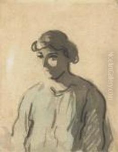 Une Femme A Mi-corps, Tournee Vers La Gauche by Honore Daumier