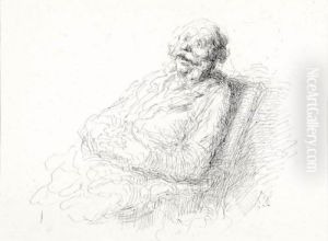 Study Of A Seated Man by Honore Daumier