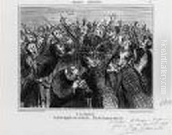 A La Bourse - Ce Qu'on Appelle Une Corbeille.. (croquis Parisiens, Pl. 6). 1856. - view 1