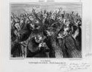 A La Bourse - Ce Qu'on Appelle Une Corbeille.. (croquis Parisiens, Pl. 6). 1856. by Honore Daumier