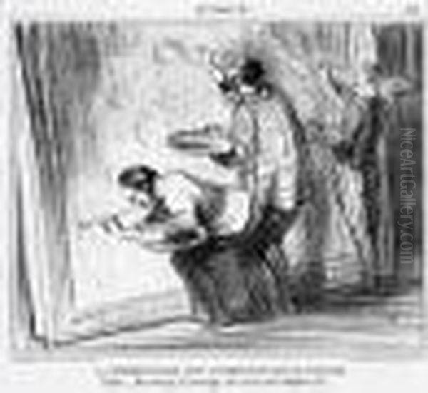 [peinture]. C'est Tout D'meme Flatteur D'avoir Son Portrait A
 L'exposition ; La Derniere Semaine Avant L'ouverture Du Salon De
 Peinture. 1857. - view 1