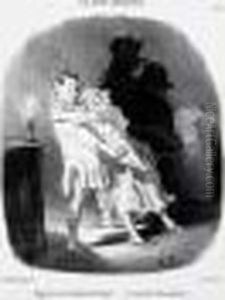 Les Bons Bourgeois, Pl. 61 (< N'approche Pas La Meche De La Lumiere
 !... >). 1846. by Honore Daumier